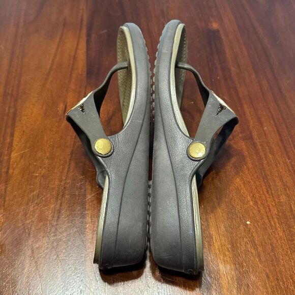 Crocs Brown Golden Wedge Flip Flops Women’s US 9 - Picture 5 of 8